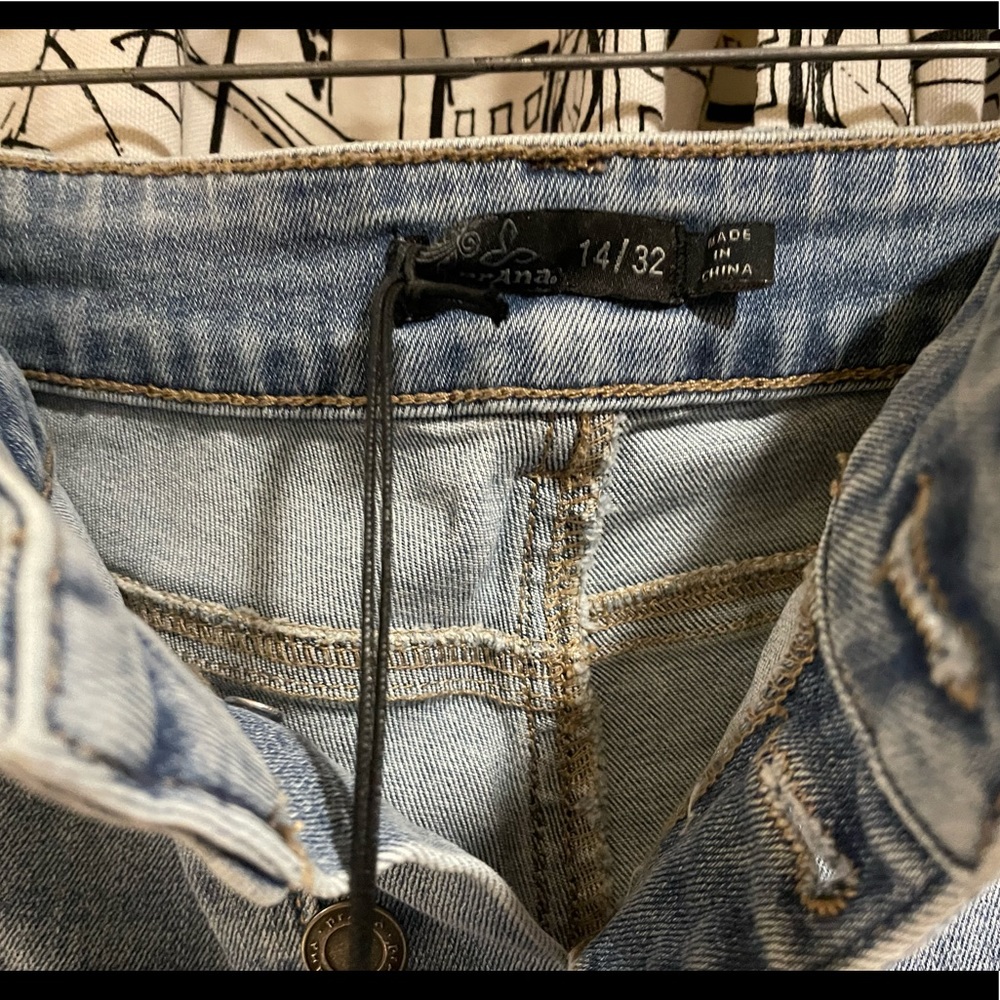 NEW prAna Gram Denim Organic Cotton Jean Short Button Fly Vintage Style Sz 14 32 - Picture 10 of 16